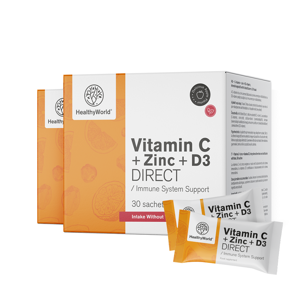 Vitamin C 500 + Cink + D3 DIRECT z okusom jabolka